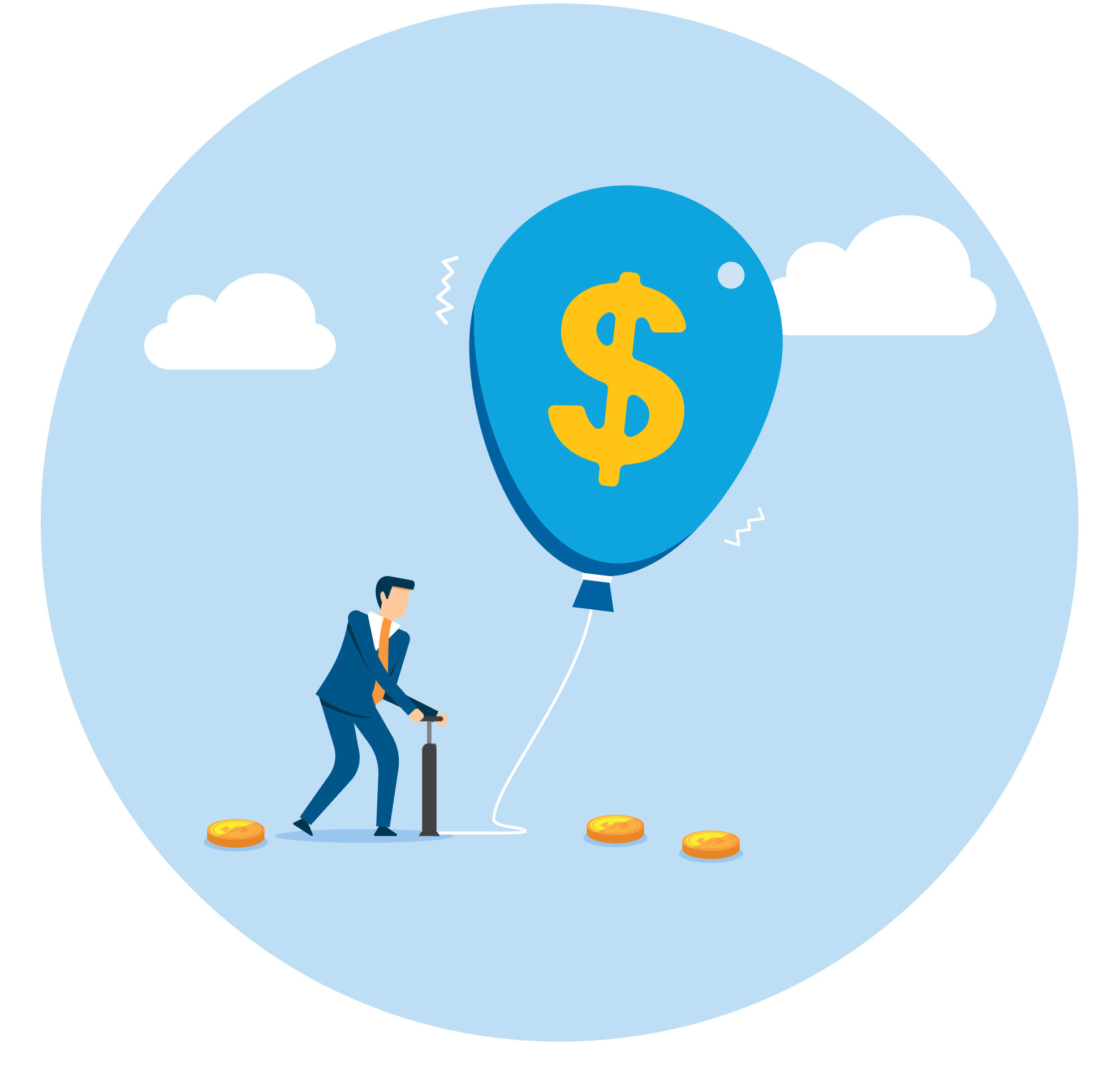 man with money ballon